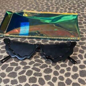 DADYBONES Black Grover Glasses- Scalloped Sunglasses